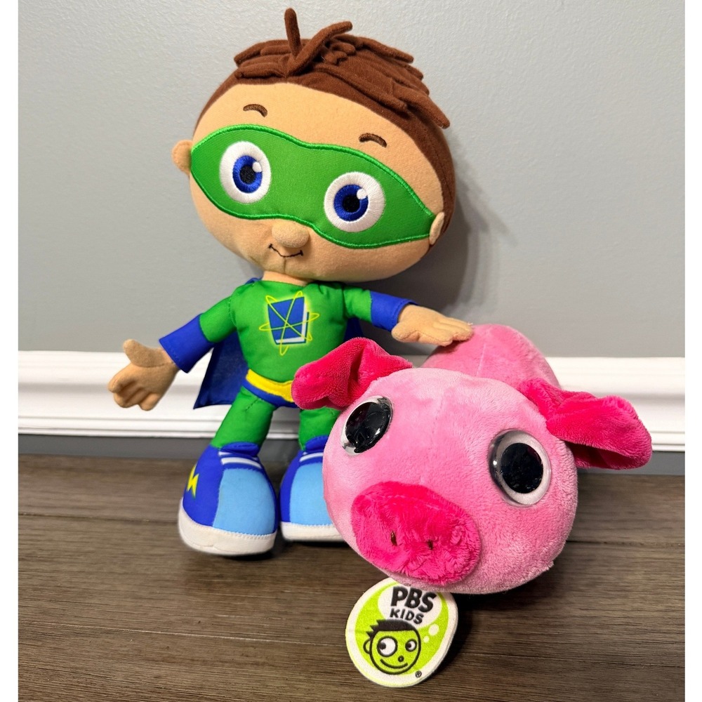 PBS Kids Super Why‎ & Alpha Pig Plush Set Learning Curve Gund Stuffed Toys 2009